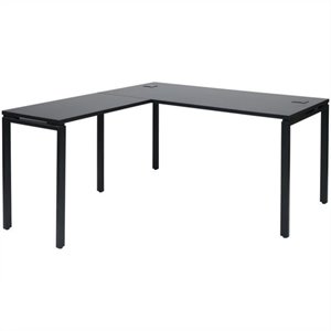 Prado Complete L Black Workstation Laminated Top with Metal Legs