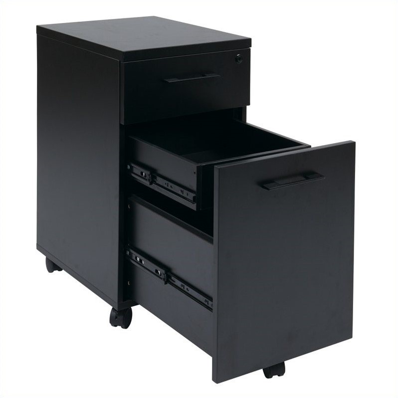 Prado Mobile Black Filing Cabinet With Hidden Drawer Prd3085 Blk