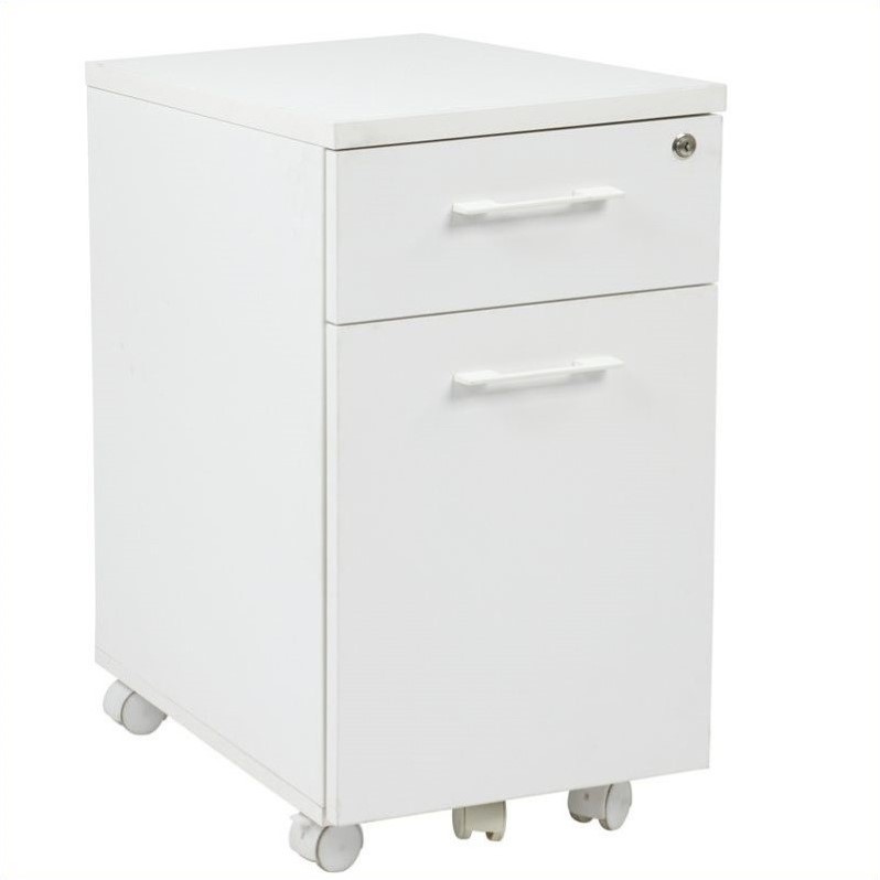 Mobile Filing Cabinet with Hidden Drawer in White - PRD3085-WH