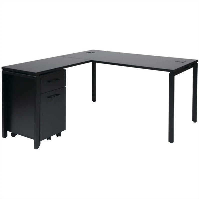 Office Star Prado L-Shape Desk with Mobile Filing Cabinet ...