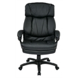 Oversized Faux Black Leather Executive Chair with Padded Loop Arms
