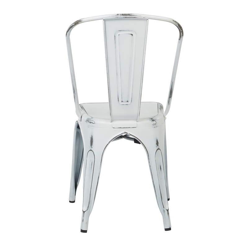 Bristow Metal Armless Chair Antique White 2 Pack Cymax Business