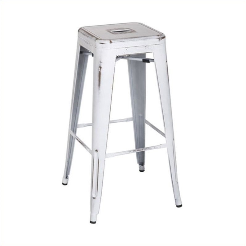 Bristow 30 inch Antique Metal Barstool Antique White Finish 2 Pack