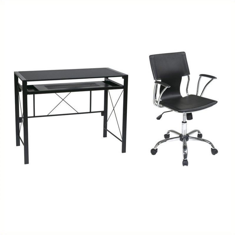 Desk In Black With Dorado Vinyl Office Chair Crs25 3 Dor26 Desk In Black With Dorado Vinyl Office Chair