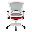 SPACE White Frame Red Managers Chair Padded Mesh Seat and Back with Flip Arms