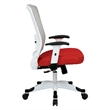 SPACE White Frame Red Managers Chair Padded Mesh Seat and Back with Flip Arms
