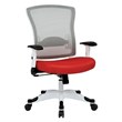 SPACE White Frame Red Managers Chair Padded Mesh Seat and Back with Flip Arms
