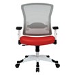 SPACE White Frame Red Managers Chair Padded Mesh Seat and Back with Flip Arms