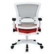 SPACE White Frame Red Managers Chair Padded Mesh Seat and Back with Flip Arms
