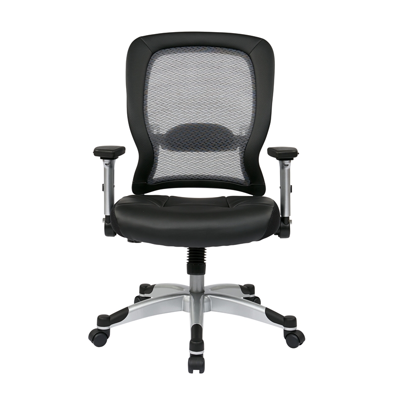 Office Star Professional Light Air Grid Back Chair Leather Seat