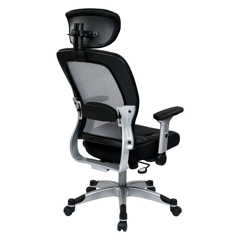 Professional Light Air Grid Back Chair with Headrest in Gray Fabric
