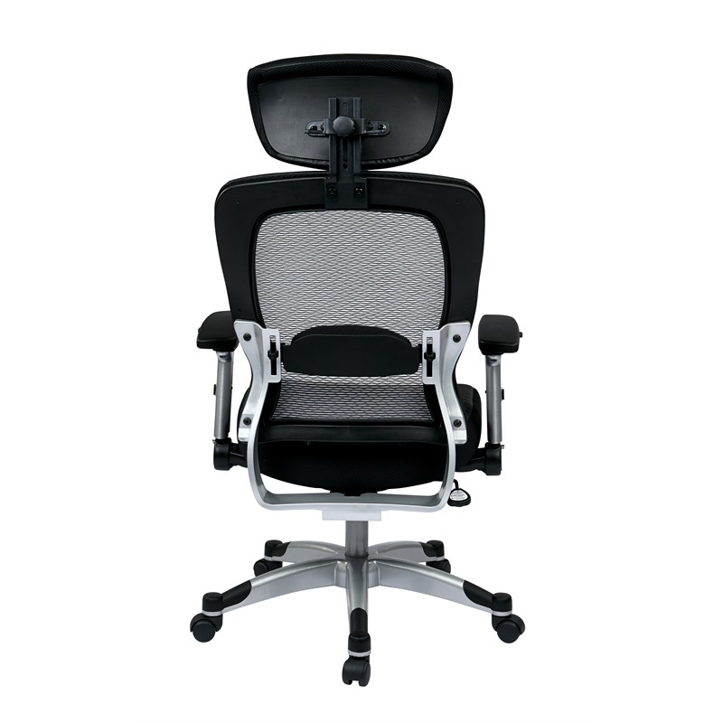 Professional Light Air Grid Back Chair with Headrest in Gray Fabric