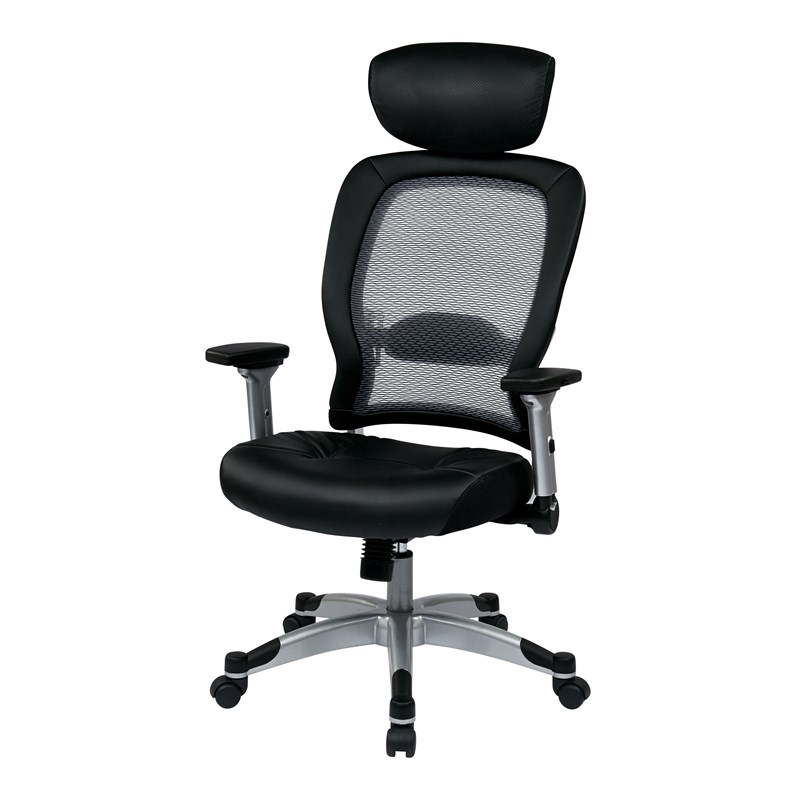 Professional Light Air Grid Back Chair with Headrest in Gray Fabric