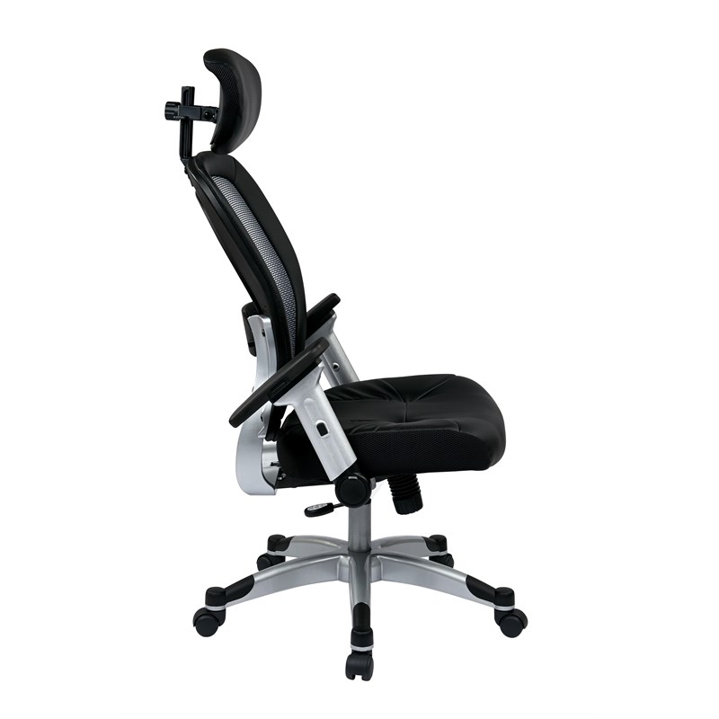 Professional Light Air Grid Back Chair with Headrest in Gray Fabric