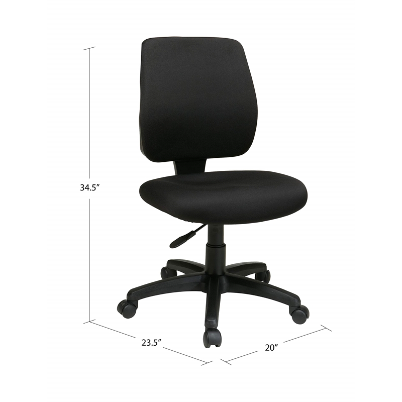 Task Office Chair with Ratchet Back Height Adjustment in Coal Black Fabric