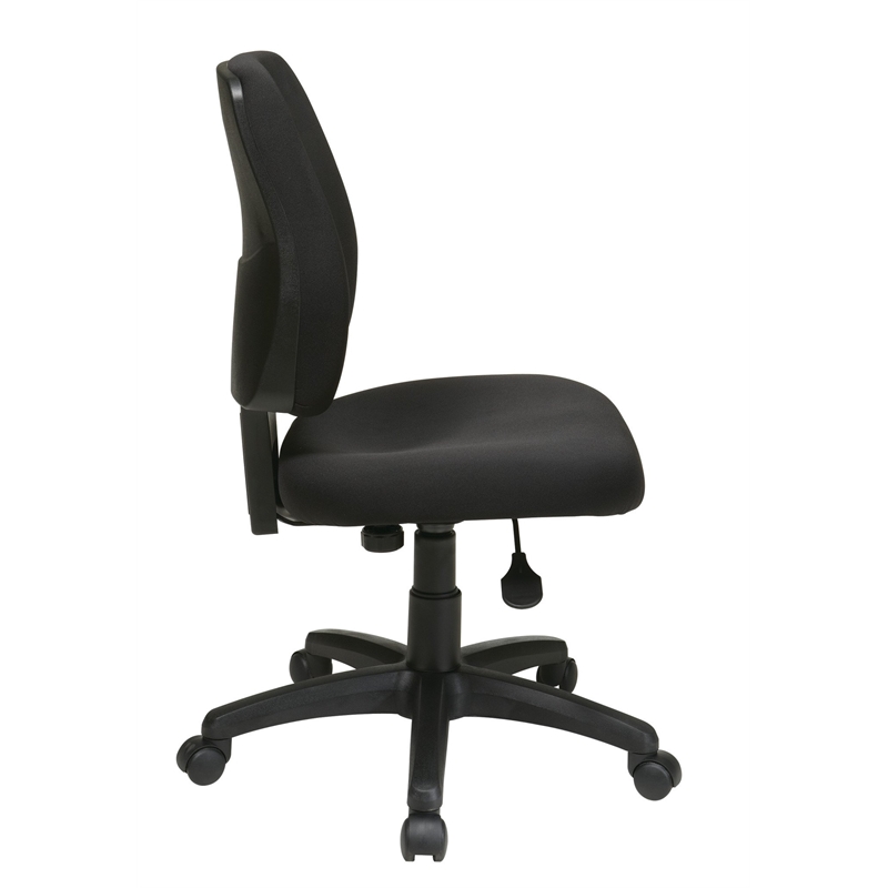 Task Office Chair with Ratchet Back Height Adjustment in Coal Black Fabric