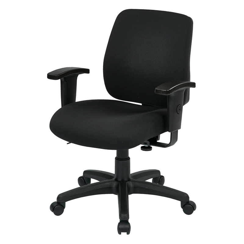 Deluxe Task Office Chair with Ratchet Back Height in Coal Black Fabric