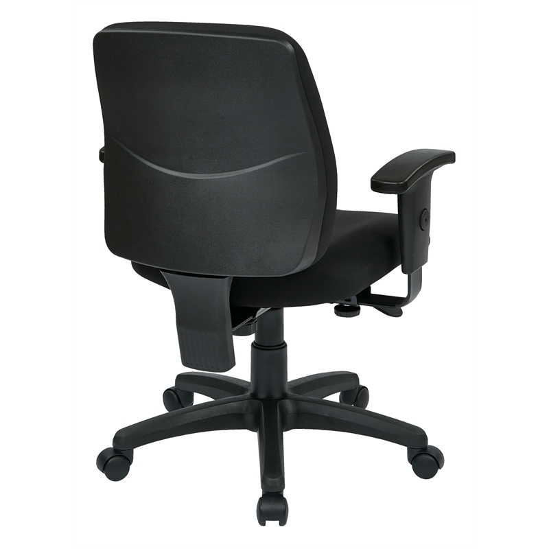 Deluxe Task Office Chair with Ratchet Back Height in Coal Black Fabric