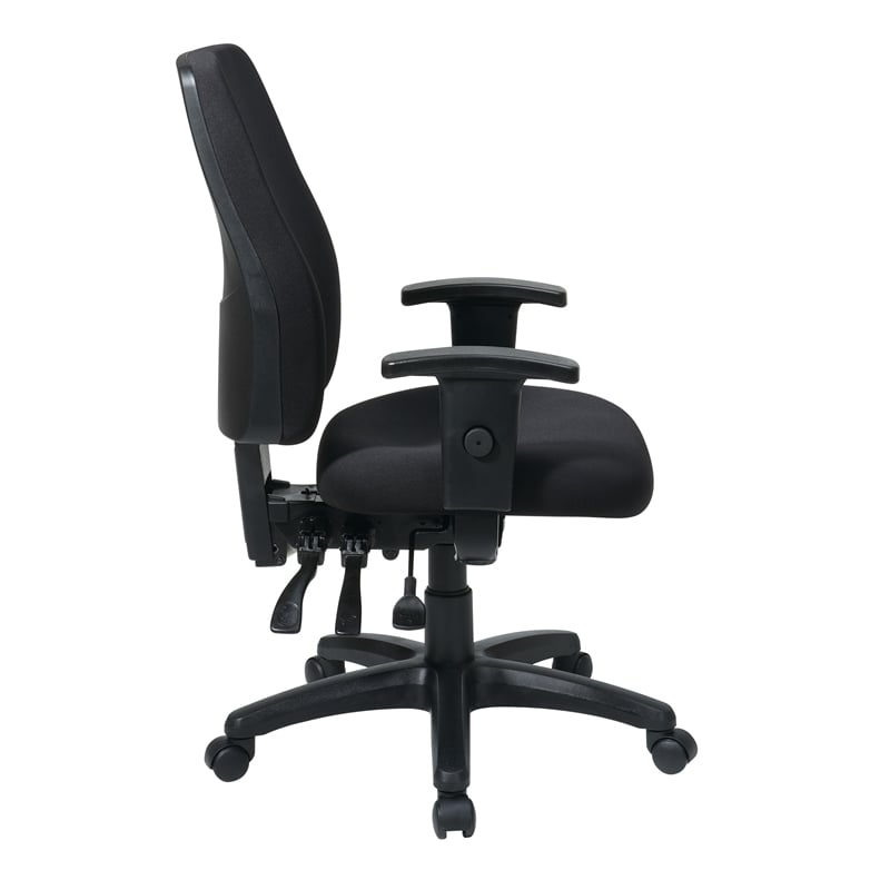 High Back Dual Function Ergonomic Office Chair in Coal Black Fabric