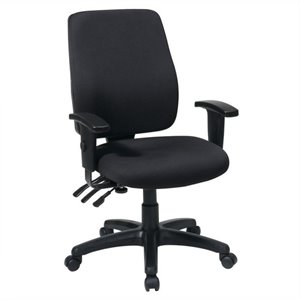 high back dual function ergonomic office chair in coal black fabric