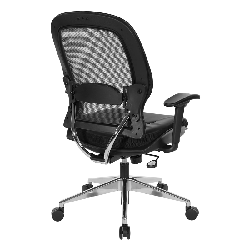Air Grid Black Back Office Chair with Bonded Leather Seat