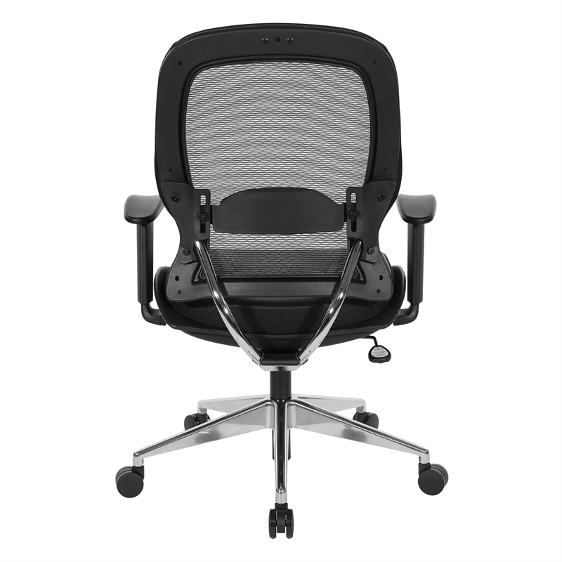 Air Grid Black Back Office Chair with Bonded Leather Seat