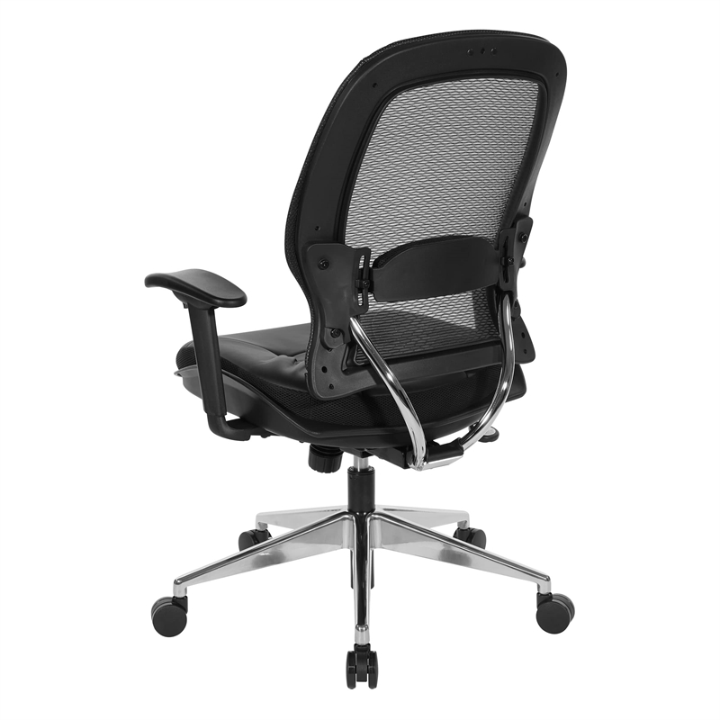 Air Grid Black Back Office Chair with Bonded Leather Seat