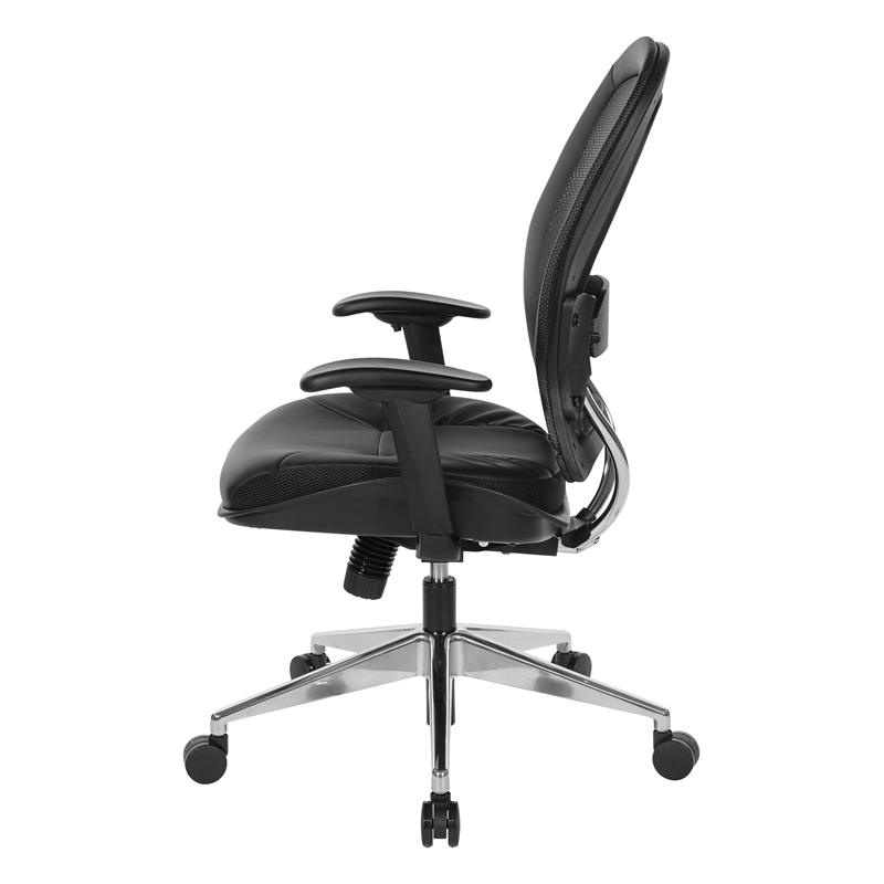 Air Grid Black Back Office Chair with Bonded Leather Seat