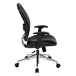 Air Grid Black Back Office Chair with Bonded Leather Seat