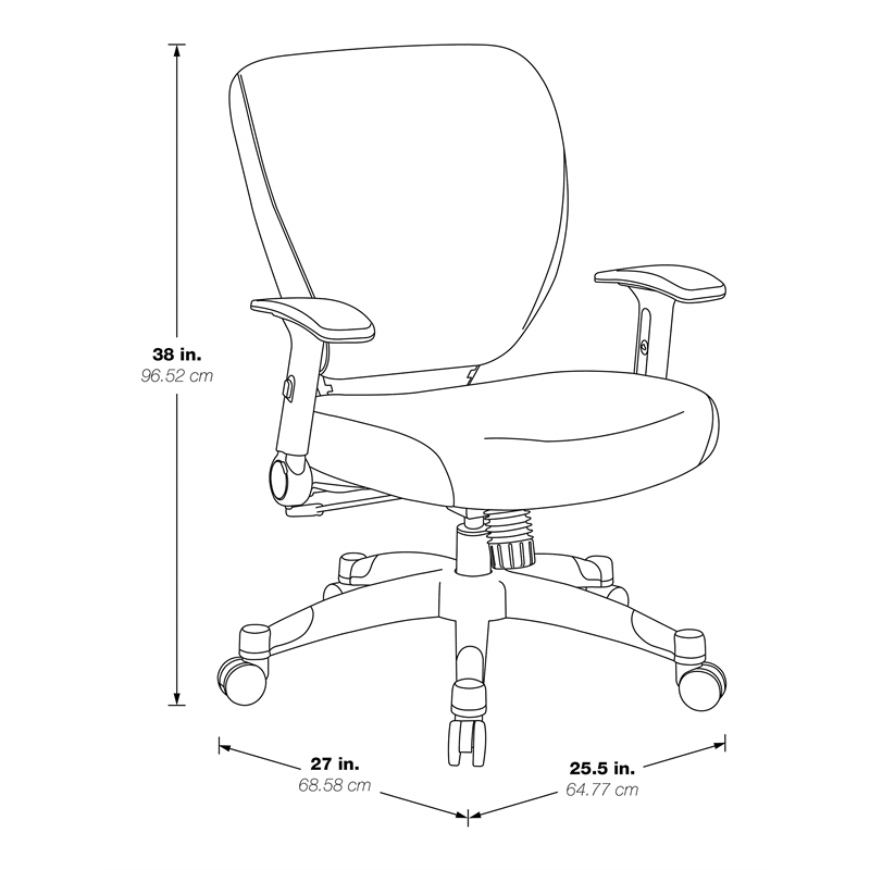 Office Star Pulsar Office Chair with Padded Mesh Seat and Back in Black Fabric