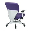 White Frame Managers Purple Chair with Padded Mesh Seat and Back with Flip Arms