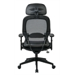 Professional Air Grid Black Chair with Bonded Leather Seat  Adjustable Headrest