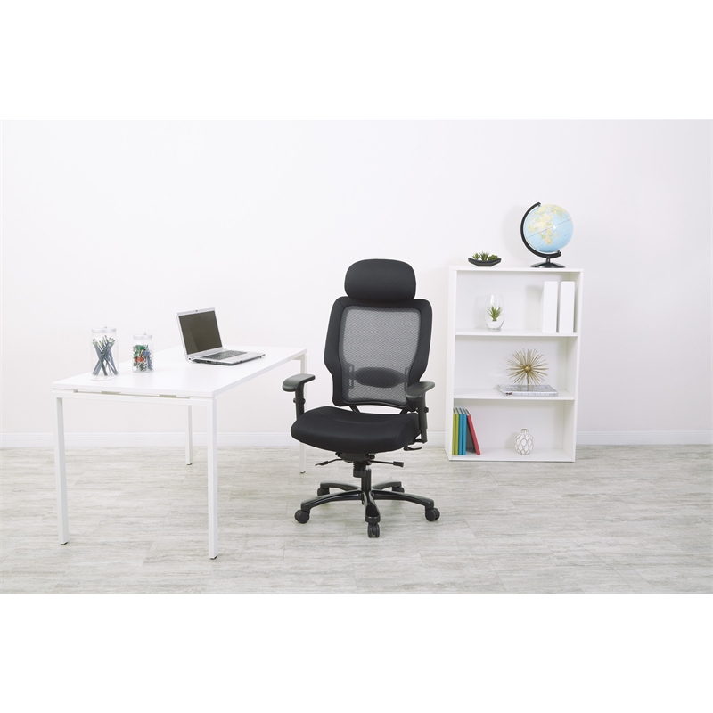 Professional Air Grid Back and Black Mesh Fabric Seat with Steel Finish Base