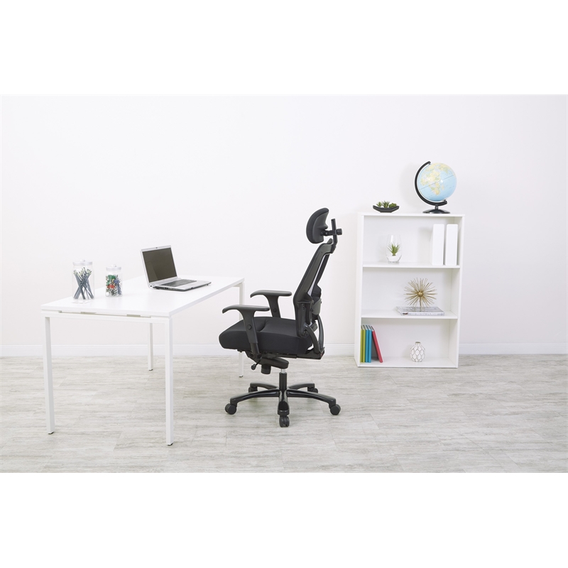 Professional Air Grid Back and Black Mesh Fabric Seat with Steel Finish Base