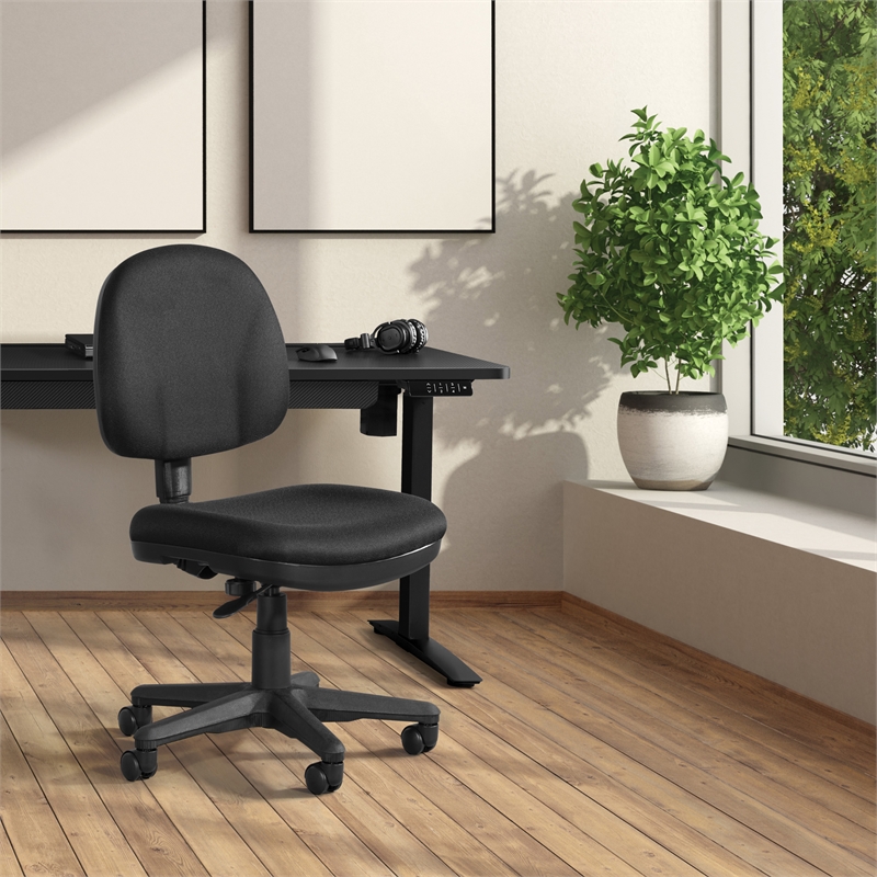 Black Fabric Sculptured Task Chair without Arms