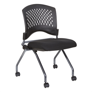 Set of 2 Deluxe Armless Folding Chair in Fabric Coal Black and Titanium
