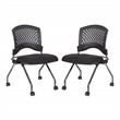 Set of 2 Deluxe Armless Folding Chair in Fabric Coal Black and Titanium