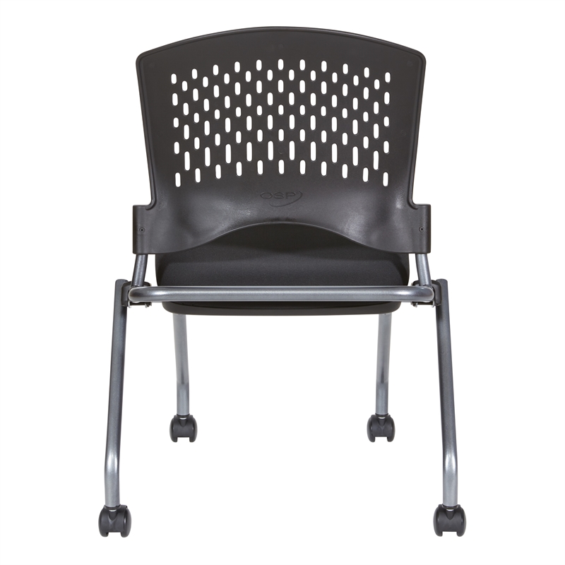 Set of 2 Deluxe Armless Folding Chair in Fabric Coal Black and Titanium
