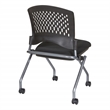 Set of 2 Deluxe Armless Folding Chair in Fabric Coal Black and Titanium
