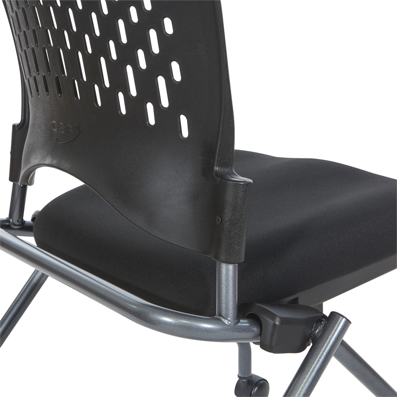 Set of 2 Deluxe Armless Folding Chair in Fabric Coal Black and Titanium