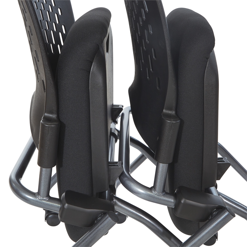 Set of 2 Deluxe Armless Folding Chair in Fabric Coal Black and Titanium