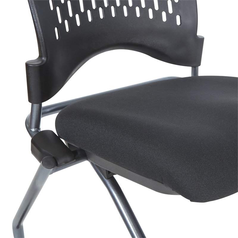 Set of 2 Deluxe Armless Folding Chair in Fabric Coal Black and Titanium