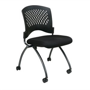 Set of 2 Deluxe Armless Folding Chair in Coal Black and Titanium