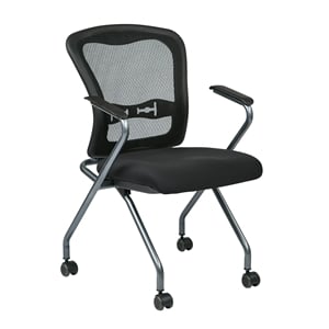 Set of 2 Deluxe Folding Chair with Arms in Coal Black Fabric