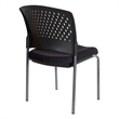 Titanium Finish Armless Black Visitors Chair with Ventilated Plastic Wrap