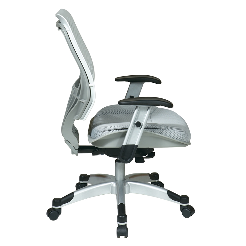 Unique Self Adjusting Ice White SpaceFlex Back Managers Chair with Fabric Seat