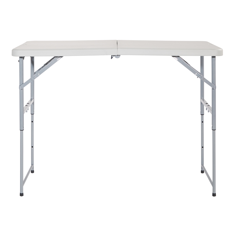 4' Long- Height Adjustable Fold in Half Resin Multi Purpose Table in Light Gray