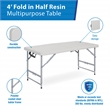 4' Long- Height Adjustable Fold in Half Resin Multi Purpose Table in Light Gray