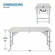 4' Long- Height Adjustable Fold in Half Resin Multi Purpose Table in Light Gray