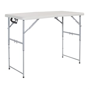 4' Long- Height Adjustable Fold in Half Resin Multi Purpose Table in Light Gray
